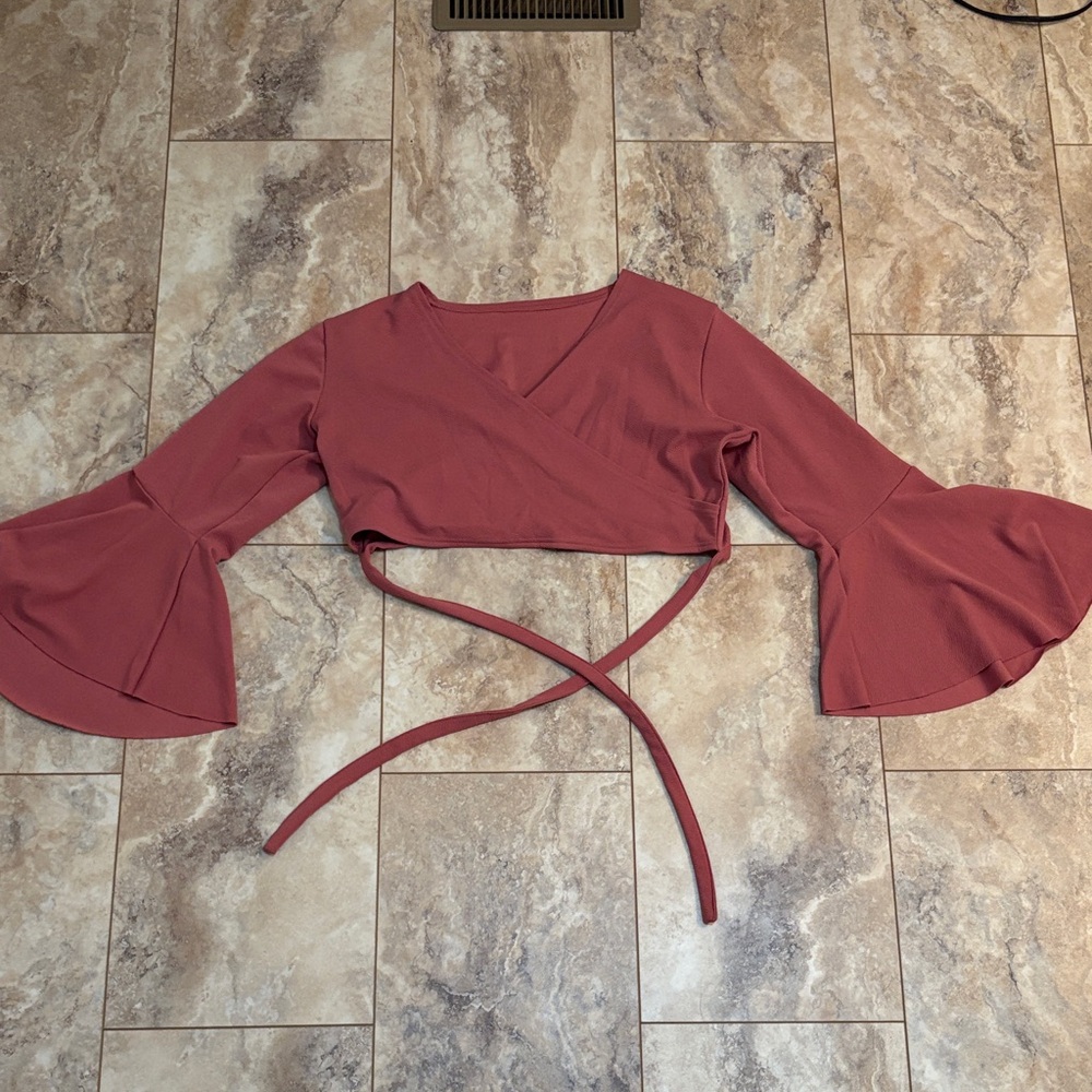 Plus Size Crop Top Bell Sleeves